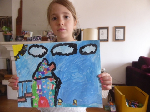 Cours de Dessin-peinture enfants Valérie Guy © Rose Chappuis « Maison imaginaire »